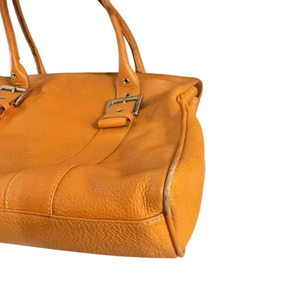 Suarez Made in Italy Cognac Pebbled Leather Shoulder Women’s Tote Bag - Picture 7 of 11